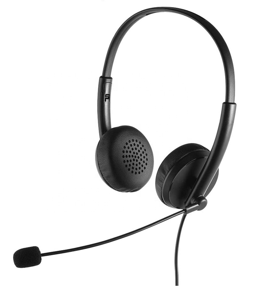 Soft Protein Leather Earmuff High Quality Noise Cancelling USB Computer Call Center Headset With Microphone