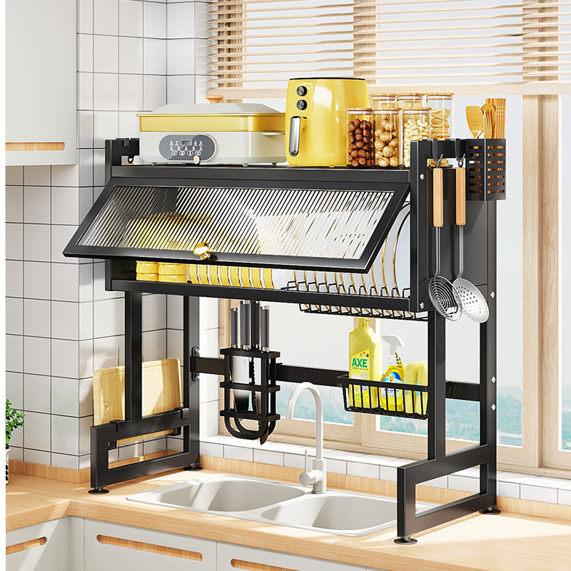 OEM/ODM High quality Multifunction Stainless Steel Dish Drying Rack Standing Kitchen Cover Household Over the Sink Dish Drying R