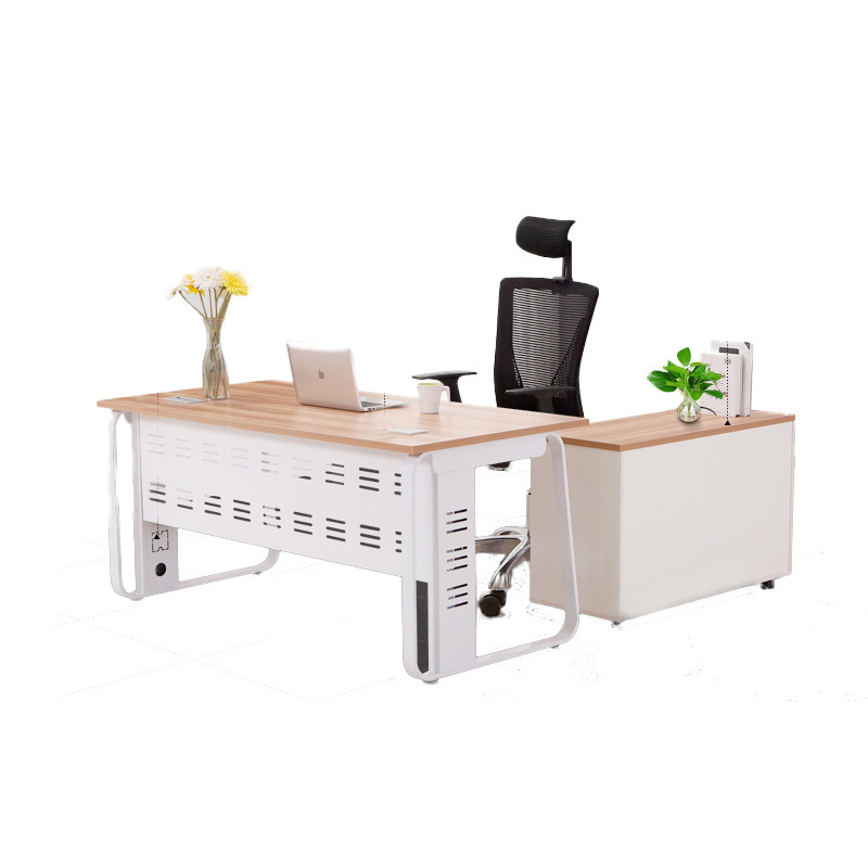 Factory Direct Modern Office Desk Executive Table Steel Wood Combination Durable Stable Home Office Furniture