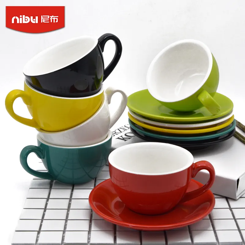 Ceramic Italian Cappuccino Espresso Coffee Tools Cups Saucers Tea Mug Cups With Dish Cup Saucer Set