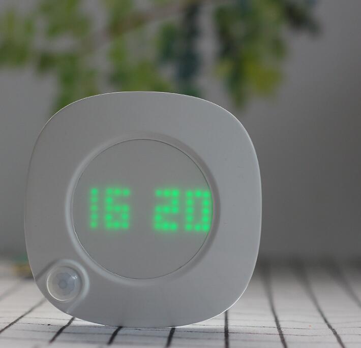 LED clock human body sensor light infrared intelligent sensor cabinet light night light dot matrix time