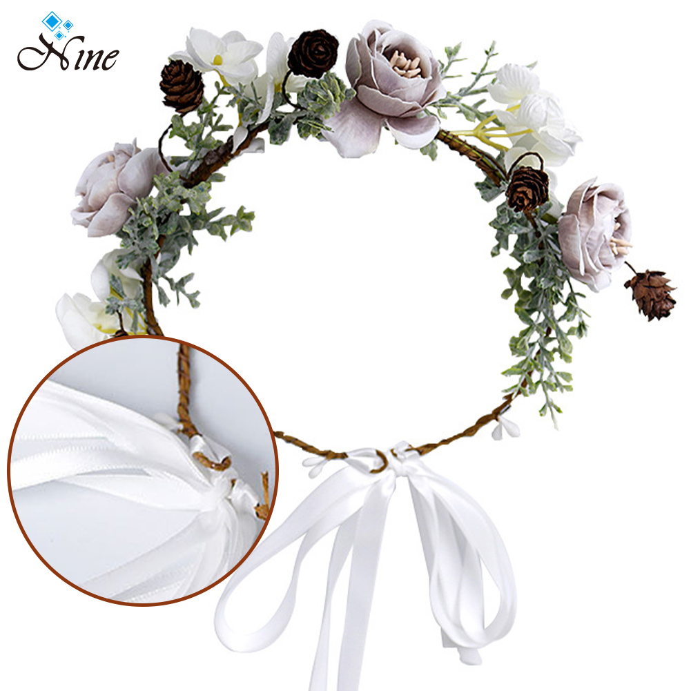 Simulation wreath bride wear hair accessories Mori pine cone headband