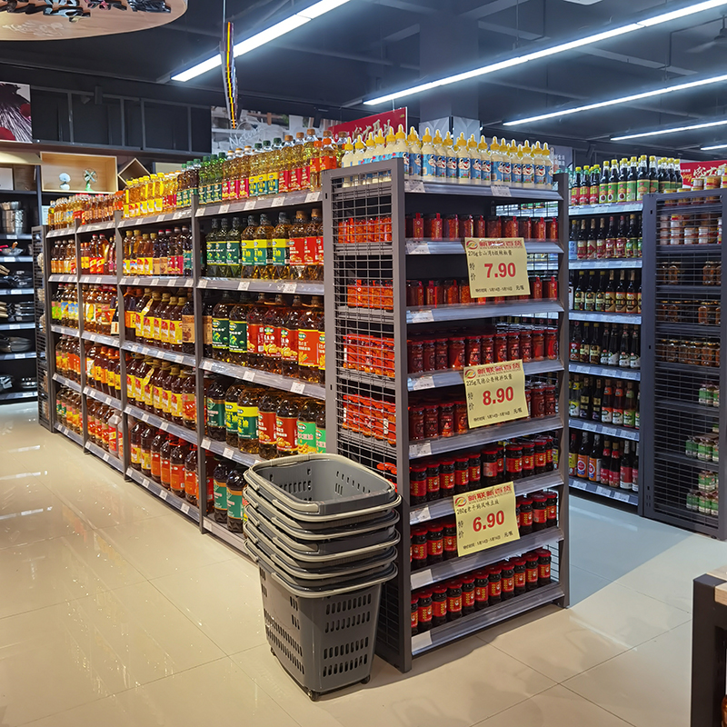 Настраиваемые сверхпрочные металлические стеллажи для продуктов, гондолы, стеллажи для розничных магазинов, полки для супермаркетов