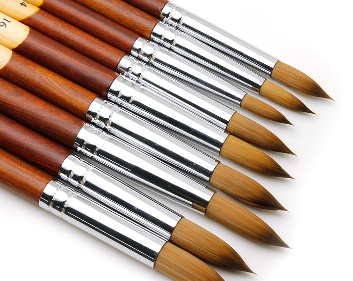 Factory direct wholesale gel nail brush acrylic kolinsky with different size nail brush set nail art tools uv gel carving pen