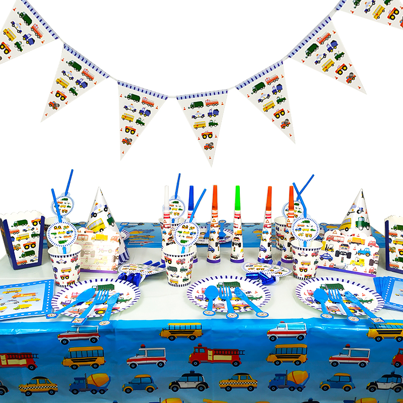 2020 new bus theme kids birthdays party decoration supplies set with balloon for baby shower party