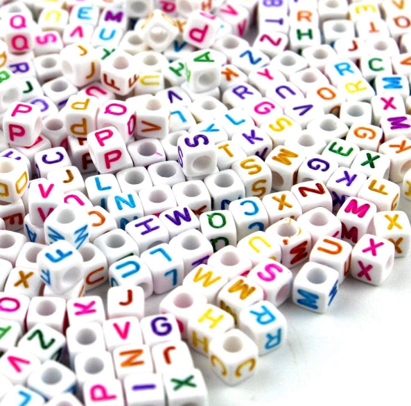 Educational Rainbow Alphabet Beads Acrylic Cube Beads Letters for Kids DIY