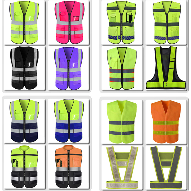 Mingrui Factory Wholesale Custom Logo Worker Reflective Safety Vest Ce Standard Reflective Clothing Reflective Vests 4 Pockets