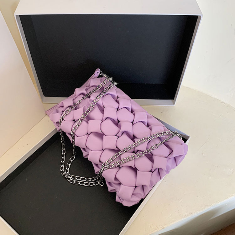Spot Woven Envelope Lady Purse Pu Leather Luxury Brand Designer Women Clutch Handbag