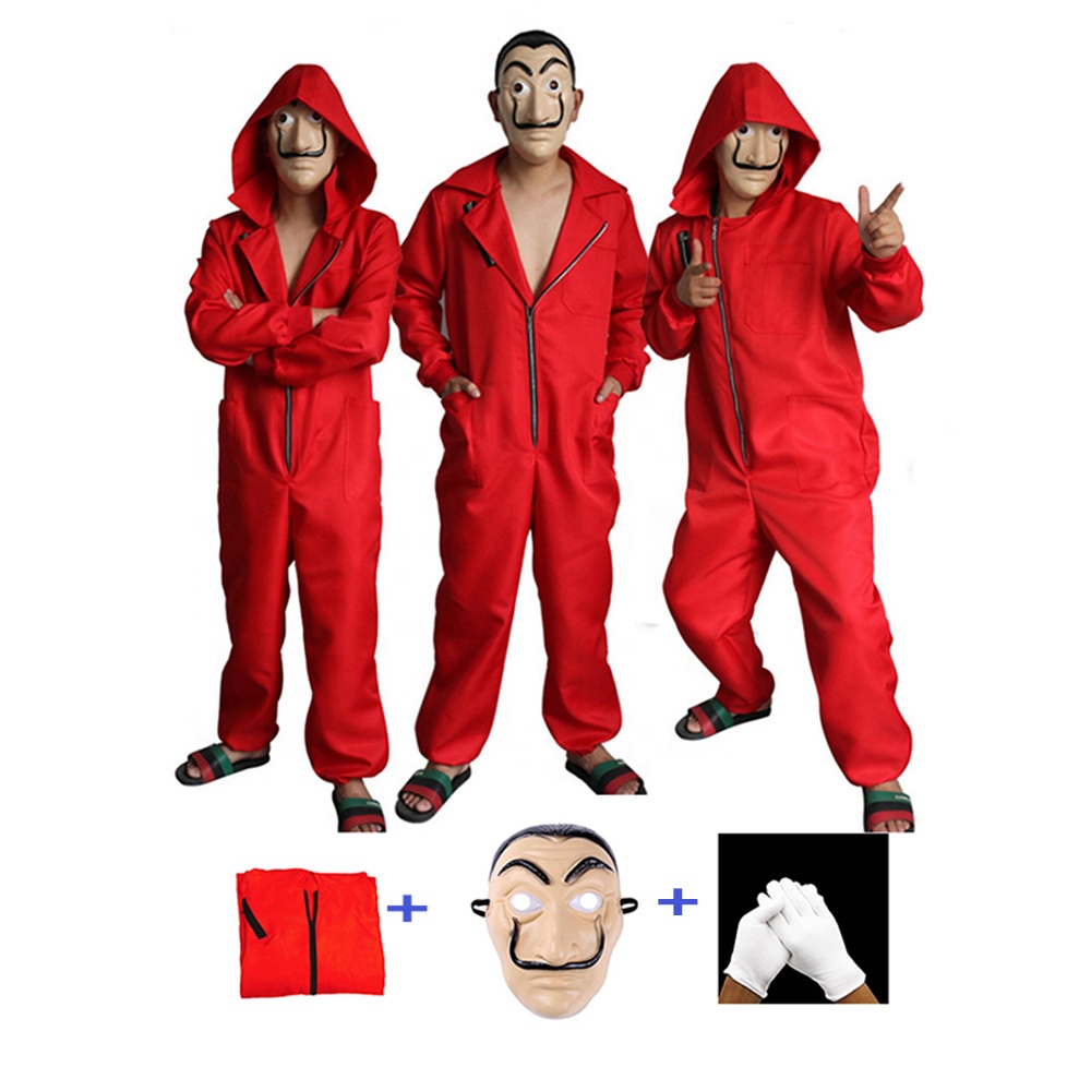Сальвадор Дали фильм дом бумага La Casa De Papel для костюмированной вечеринки на Хэллоуин маска деньги Heist и женских платьев чеонгсам маска для лица
