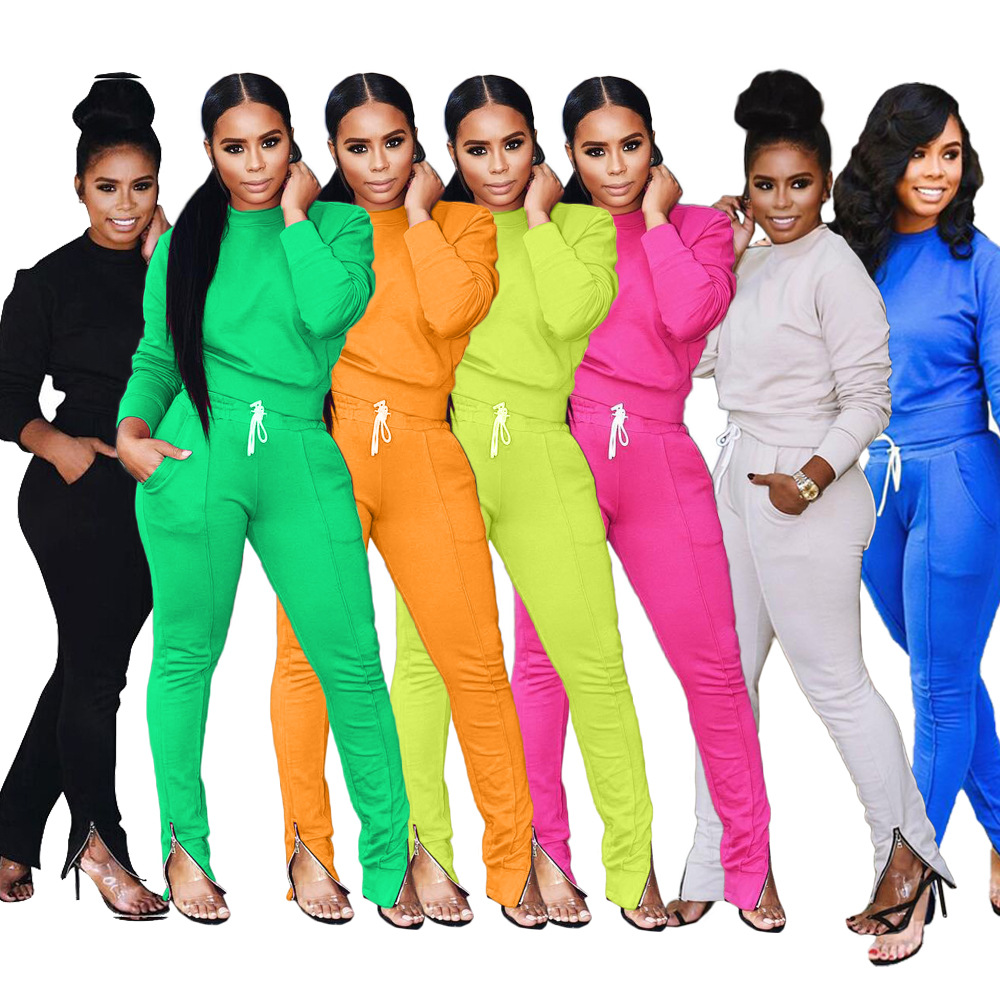 fall winter 2021 Custom Logo Private Label Slim Fit women joggers suits set Tracksuit Sweatsuit