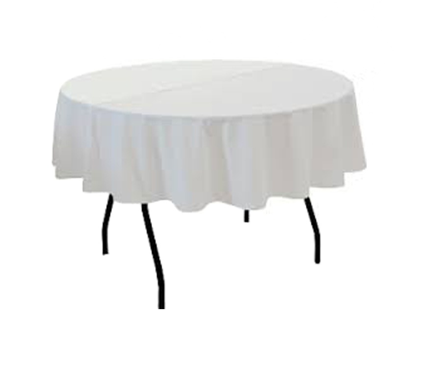 dia-90 inch round table cloth, basic poly tablecloth, white tablecloth, iron-free, seamless