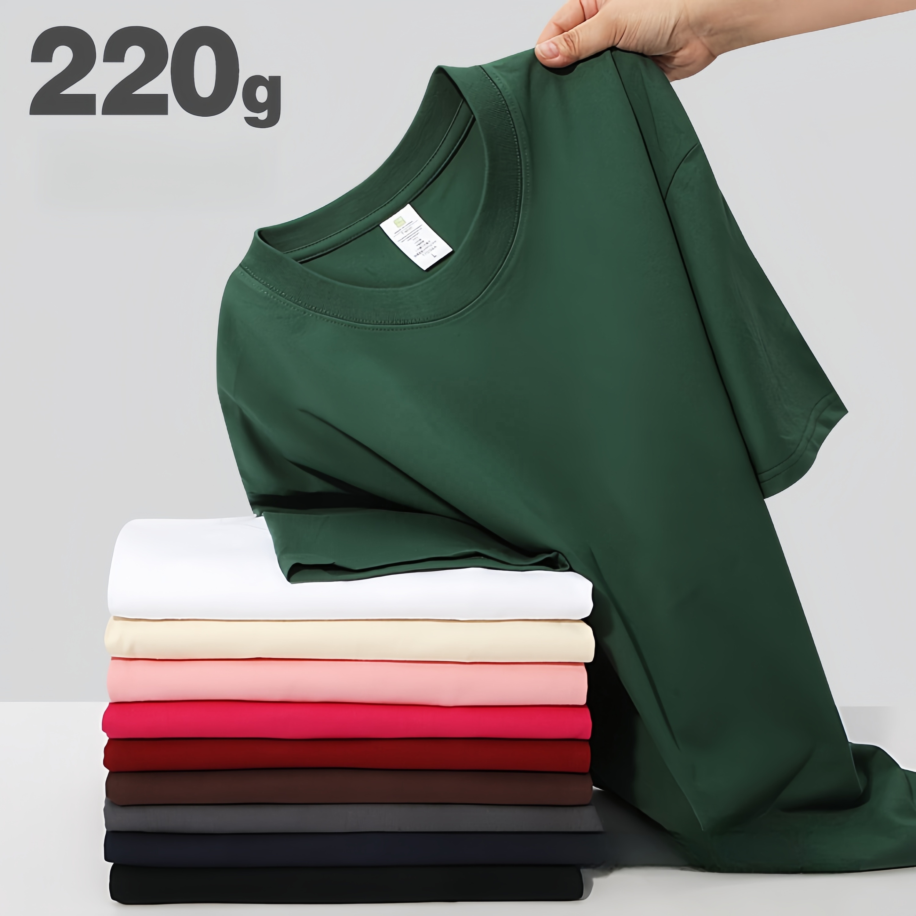 220 Grams Hip Hop essential aesthetic tshirt Plus Size Breathable cheap crewneck distressed embroidery drop shoulder t shirt