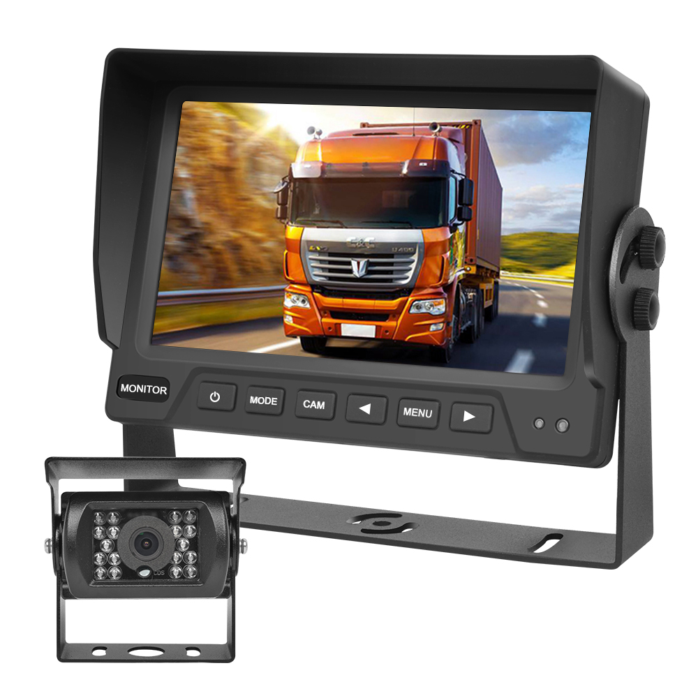 PJAUTO HD rear view 7 inch IPS car monitor screen reverse backup school bus truck camera system for heavy duty