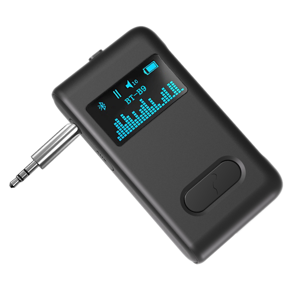 Приемник OLED Bluetooth 3,5 для автомобиля, мм, Aux, Bluetooth, автомобильный адаптер, музыка, телефонные звонки, громкая связь, встроенный аккумулятор