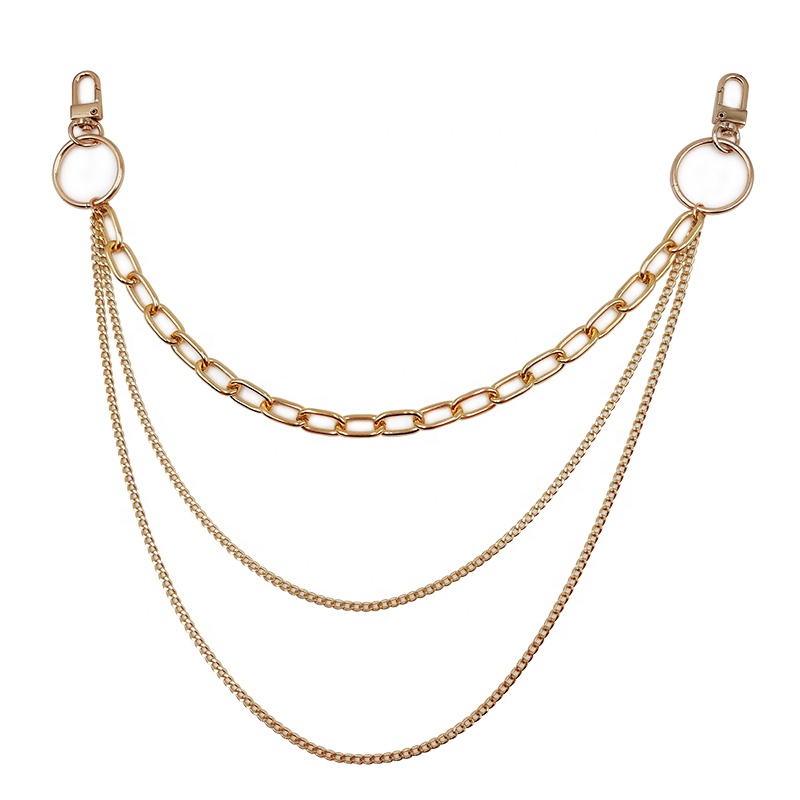 Factory Direct New Pop Punk Double Lock Ring Metallic Resin Waist Chain Women Jeans Decorative Trouser Chain