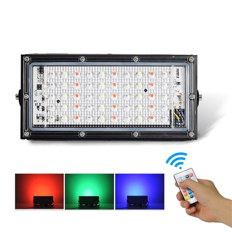 Водонепроницаемый уличный садовый светодиодный RGB прожектор с дистанционным управлением 50 Вт