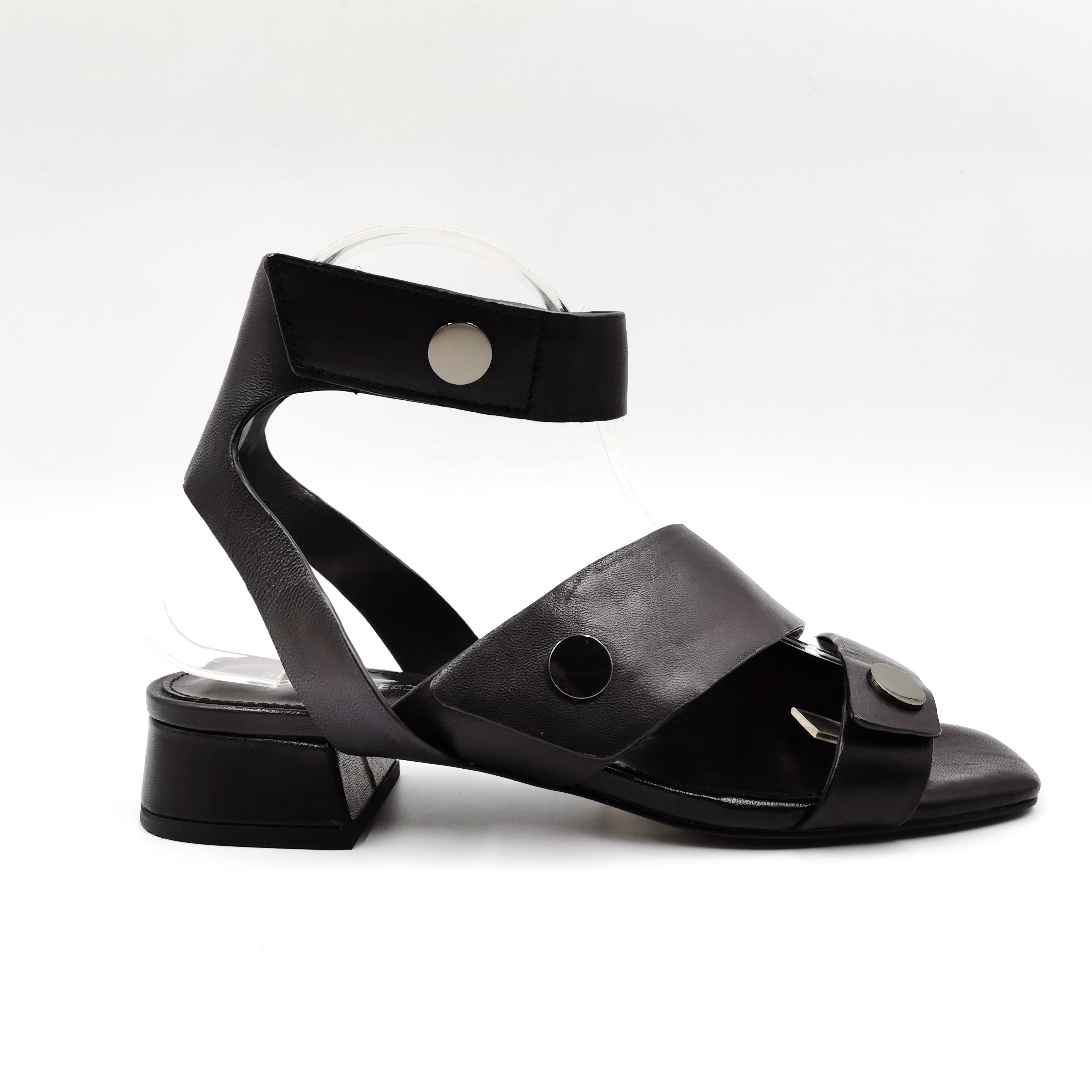 Square toe fashion stylish new trend ladies block low heel sandals top quality full genuine leather sandals women custom brand
