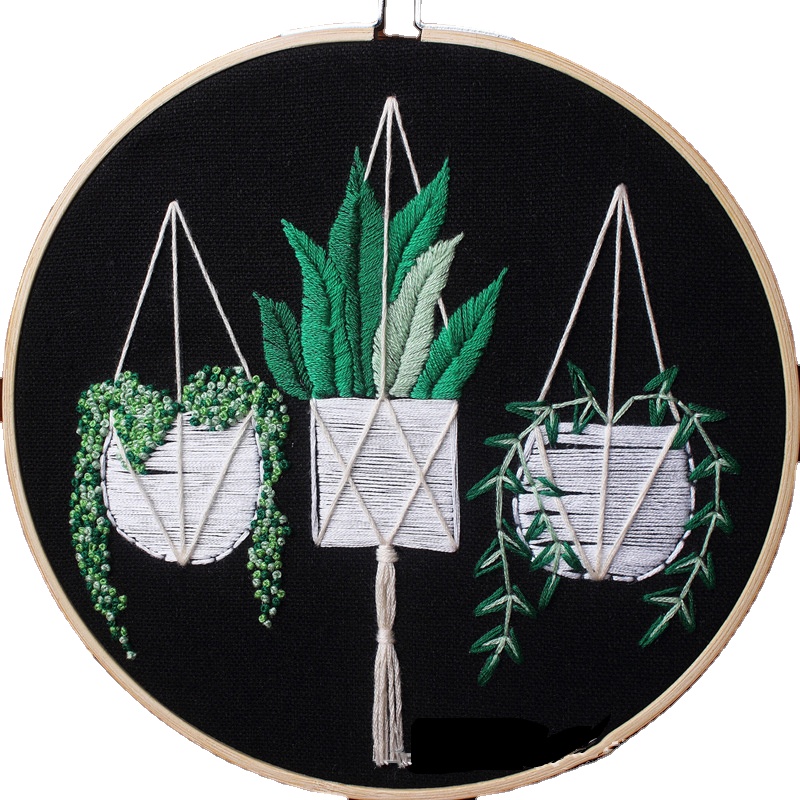 hotsales on Amazon Home Decoration Handmade plant cotton 20CM DIY manual embroidery kit for beginners