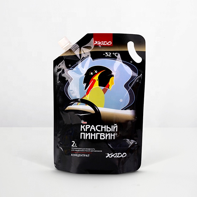 Custom Plastic Shock Resistance Stand Up Spout Pouch for Automobile Engine Antifree Liquid Chemical Packaging