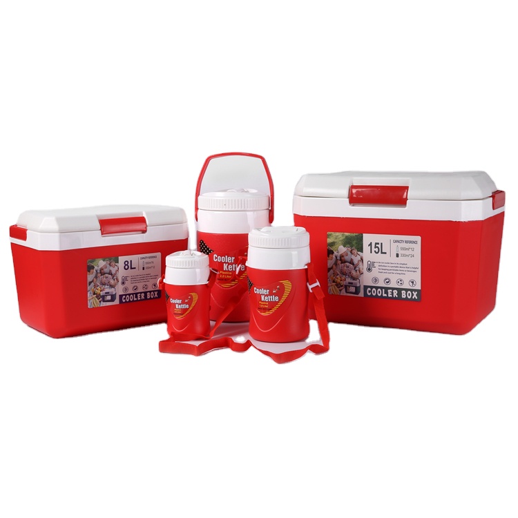 High Quality Portable Cooler Box Five Piece Set 2 Ice Buckets 3 Kettles PP Plastic Cooler Box For Water