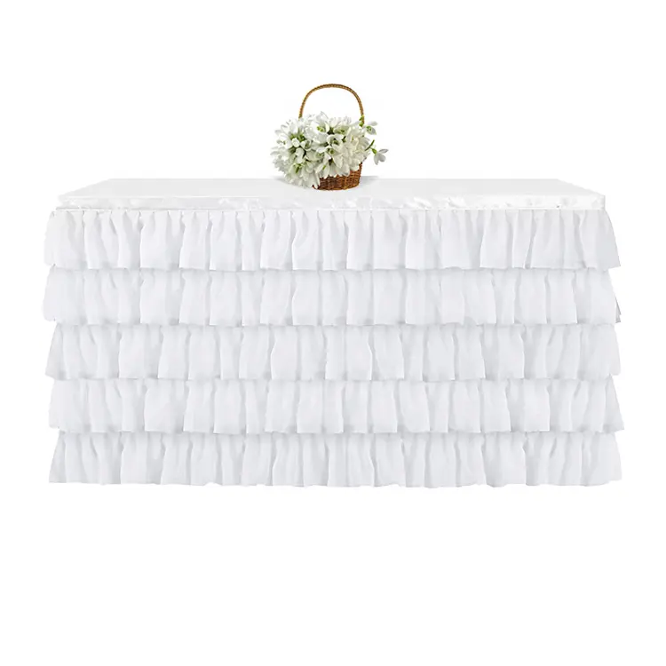stretch yarn banquet birthday Christmas Day white standing table skirt