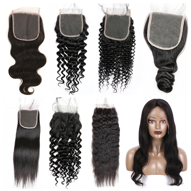 13*4 Lace Frontal Human Hair Transparent Lace Closure Non Remy human hair extension body wave Straight Deep Loose Water wave