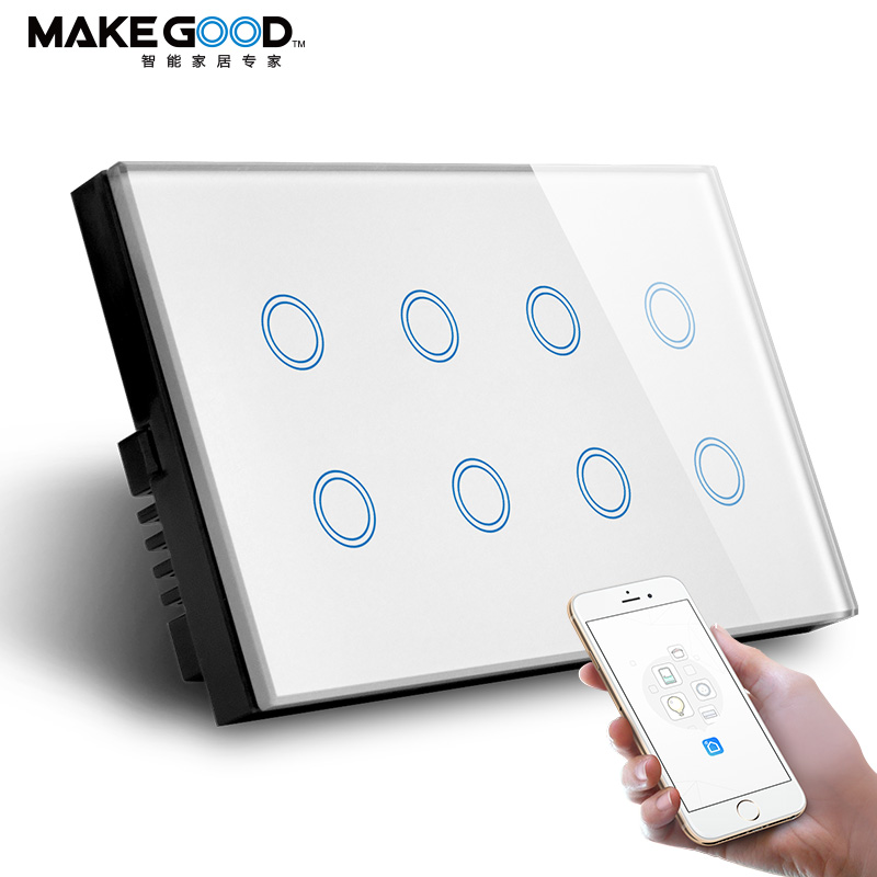 147*86 мм Tuya App Smart Life 8Gang Wifi сенсорный выключатель совместим с Alexa Google Assistant