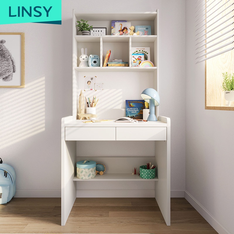 Linsy Kids Study Table And Chair Wood White Study Table With Storage Childre Computer Desk Study Table Writing Desk LH068V1-C