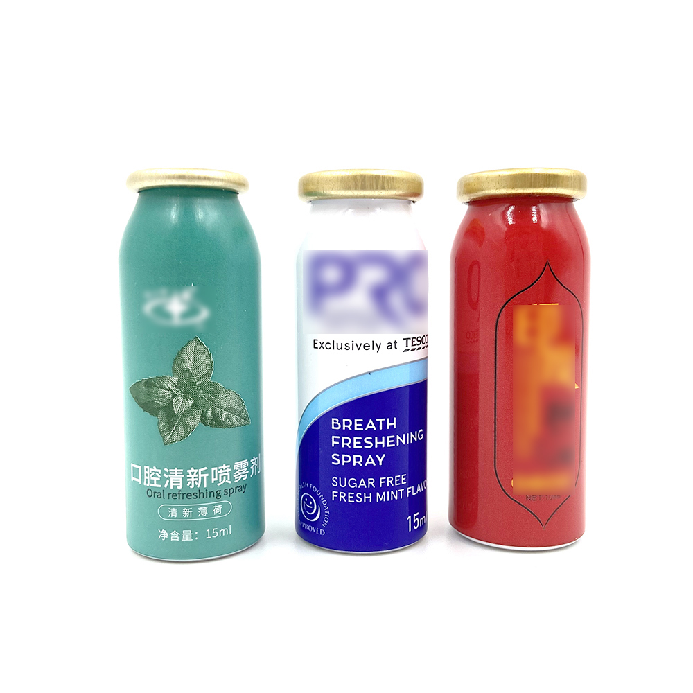wholesale disposable cosmetic 15ml mini oral spray empty aluminium bottle
