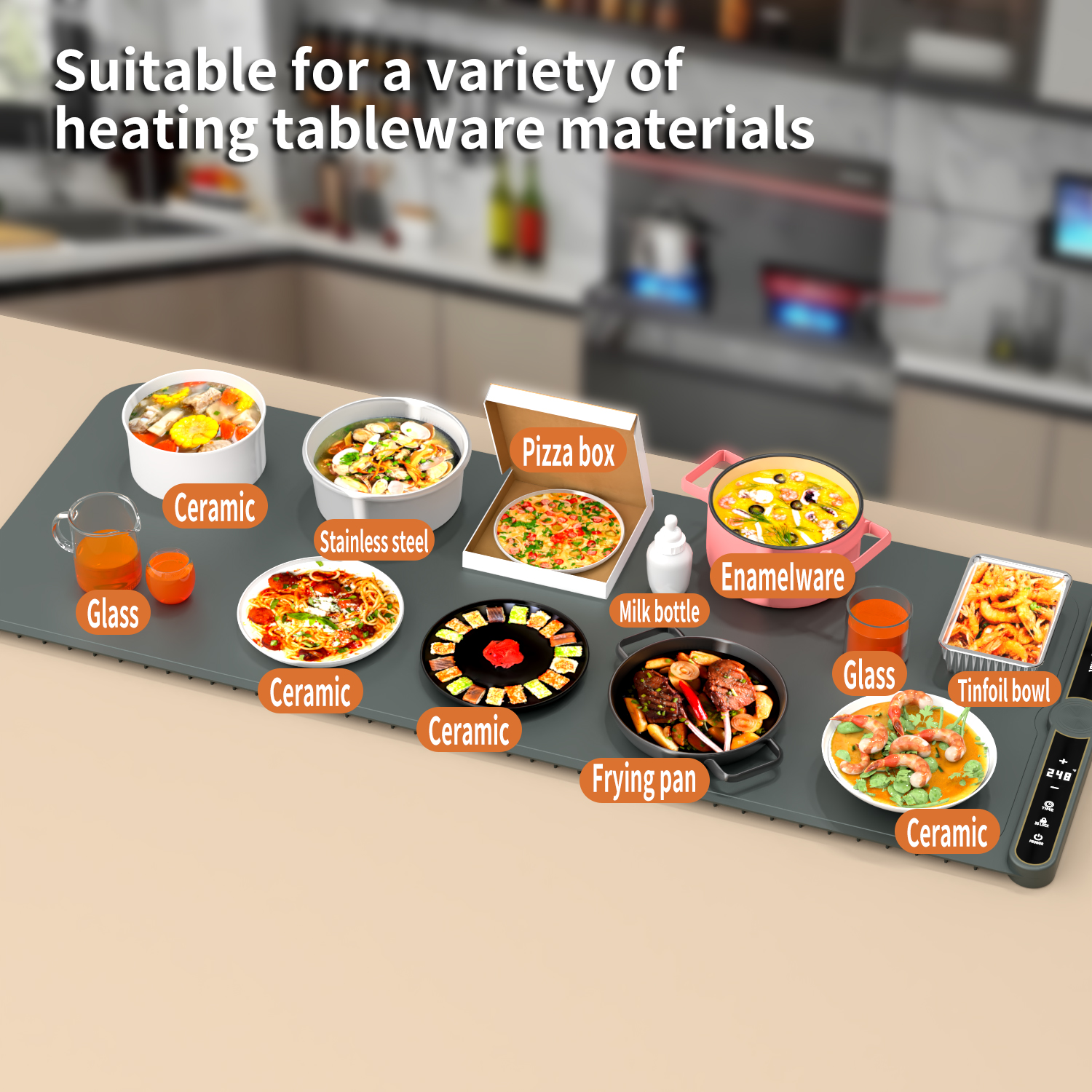 Silicone Food Baking Tray Roll Up Hot Plates Heating Foldable 10 Dishes Electric Warming Mat With 9 Temperature Settings