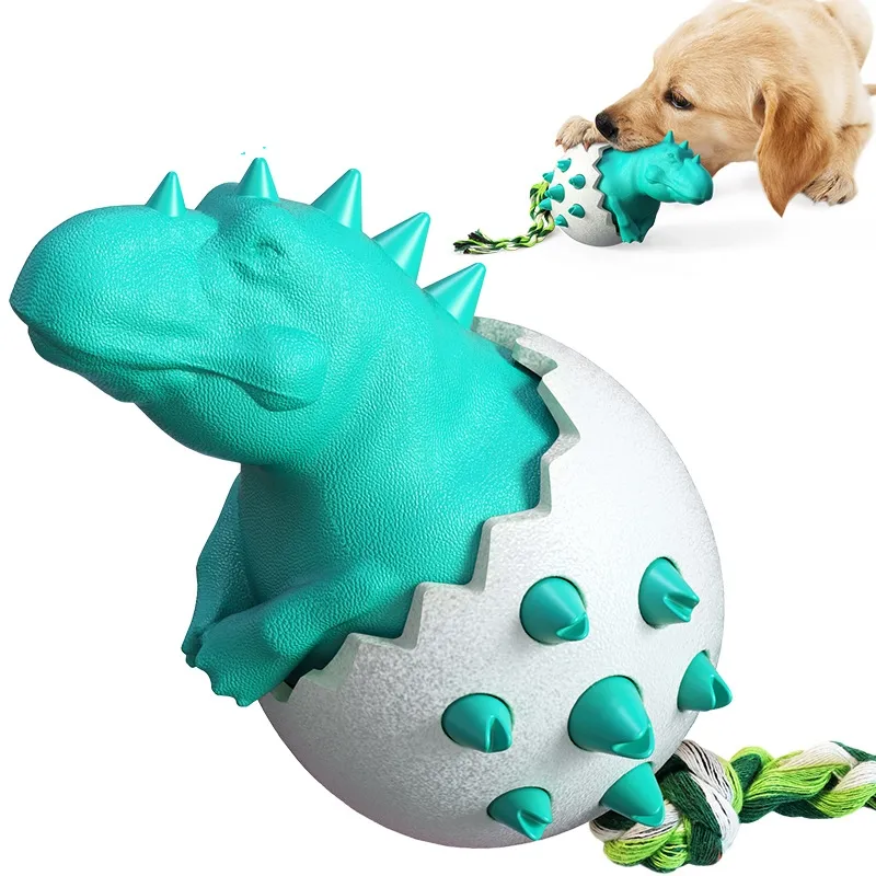 2021 New Release Multi-function Dog Supplies TPR Rubber Steering Wheel Interactive Eco Friendly Dinosaur Egg Pet Dog Toy Chew