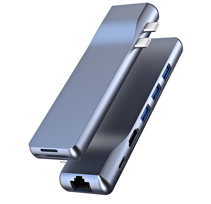 Thunderbolt 3-8 в 2 USB-C Type-C USB Hub адаптер с PD USB3.0 RJ45 SD/TF карты для Mac ноутбука чехол для телефона