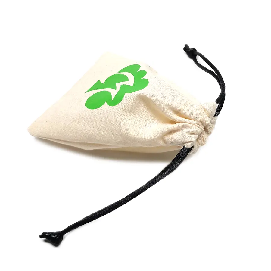 Custom small drawstring cotton pouch with logo accept customized logo