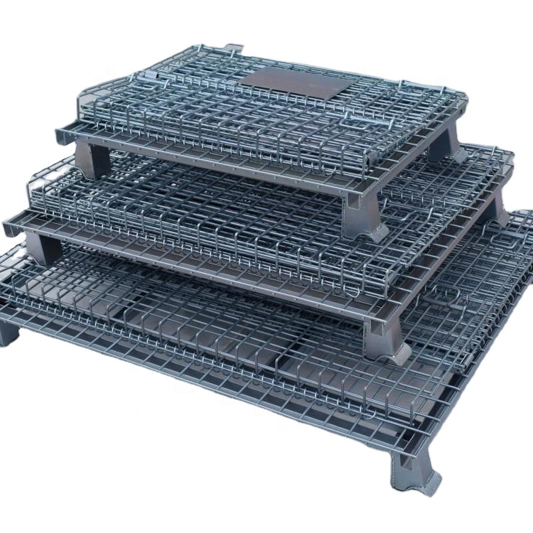 EBILMETAL Heavy Duty промышленная металлическая клетка Складная Стальная Сетчатая коробка паллеты складные металлические клетки паллеты