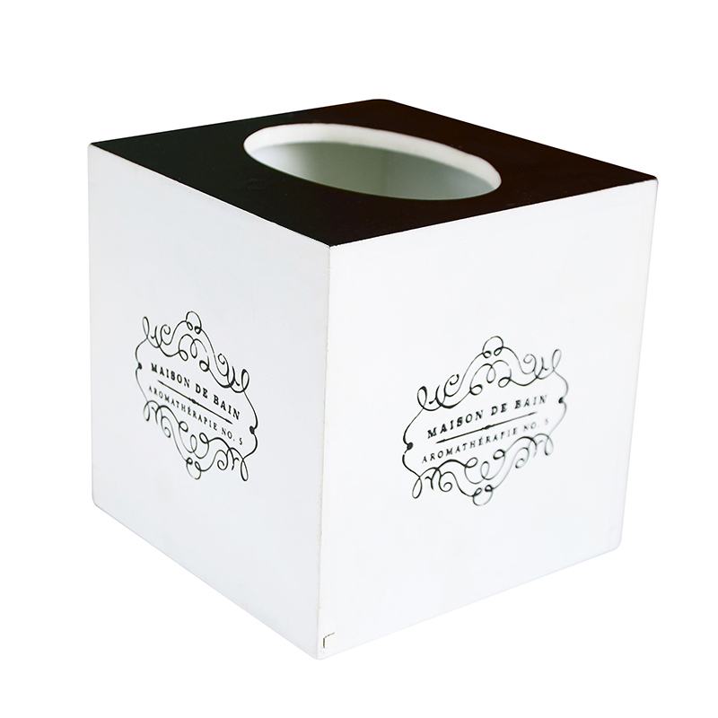 Office home square wooden Rustic White Napkin holder Tissue Paper Box Cover