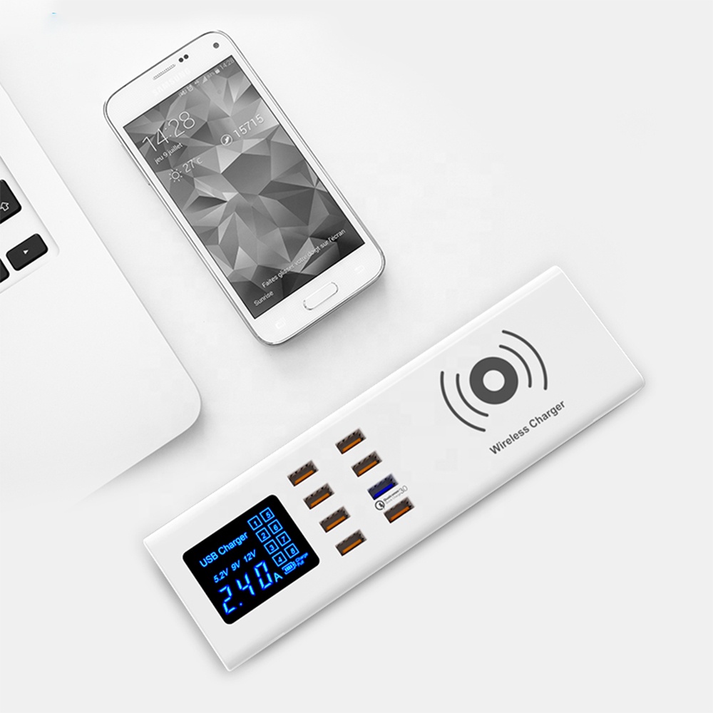 SUNLINE 2020 Мульти 8 USB порт QC3.0 быстрое зарядное устройство разъем универсальный 10 Вт для смартфонов быстрый мобильный телефон Qi Беспроводное зарядное устройство
