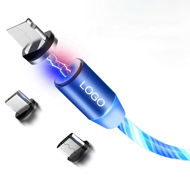 3 in 1 Magnetic LED Braided Micro USB Cable 1M 2M Mobile Phone Red Game Camera Computer Charging Cable