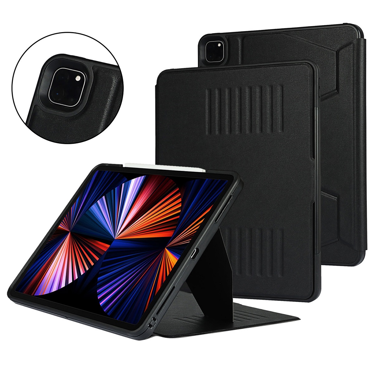 iPad Pro 12.9 Case 2021 with Pencil Holder Apple 2020 Smart Auto Wake/Sleep Protective Cove for iPad Pro 2018 Leather Case