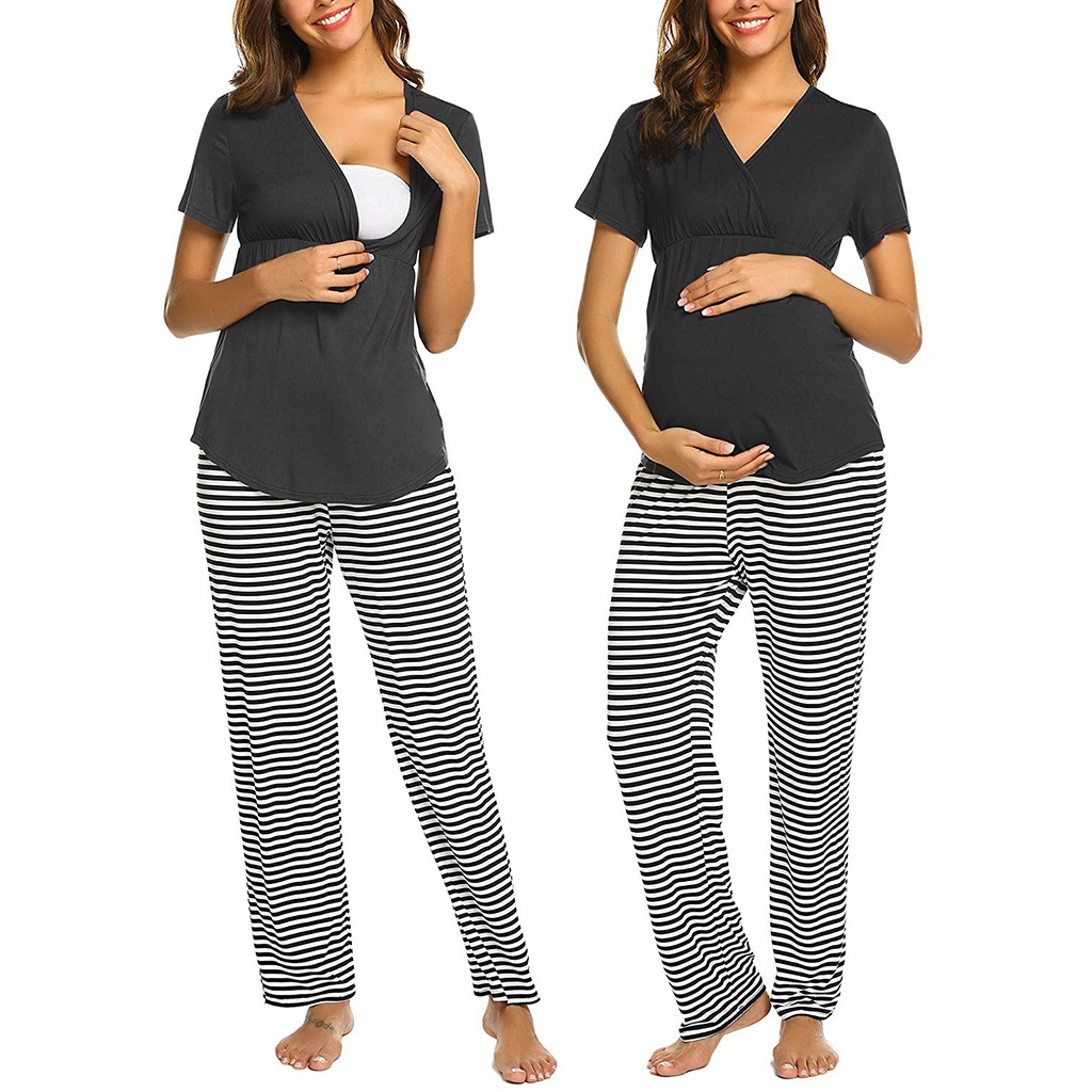 2021 New Arrivals Custom Photography 2 Piece Set For Women Breastfeeding Maternity Cotton Outerwear Women Maternity Clothing
