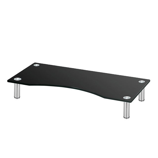 Transparent Tempered Glass Metal monitor riser stand