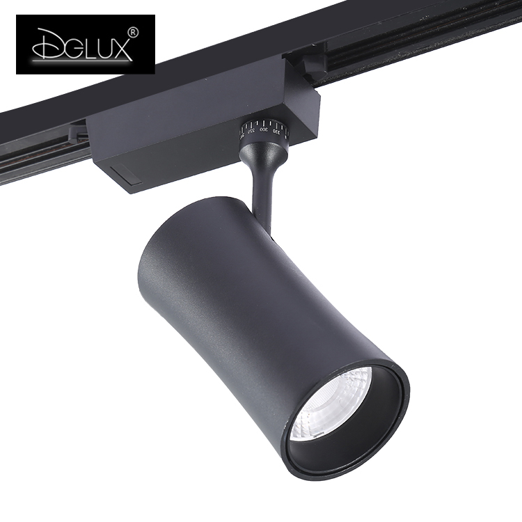 DGLUX высокой мощности регулируемый угол алюминия черный COB 15 25 35 Вт светодиодный Трековый светильник