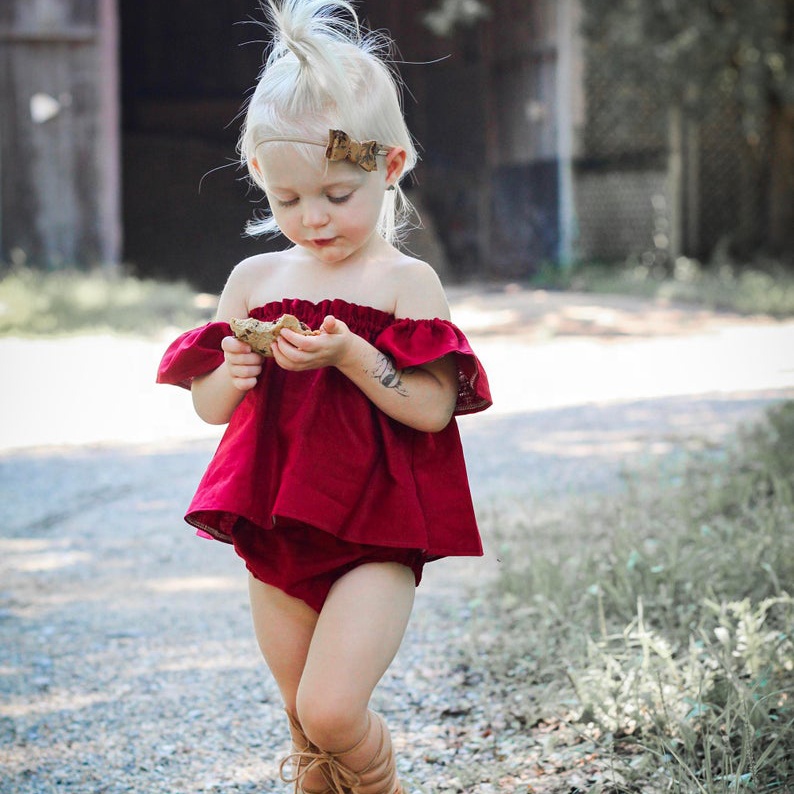 2021 Summer Fashion Toddler Girl Drop Shoulder Crop Top and Bloomer Set Baby Girls Clothing Set
