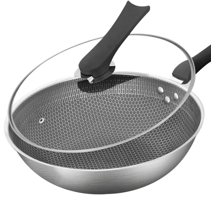 New brand High Quality Chinese Non-stick Cookware 32cm Cast Iron Wok Pan without Lids Fish Scale Fry Pan Pots Wok Pan