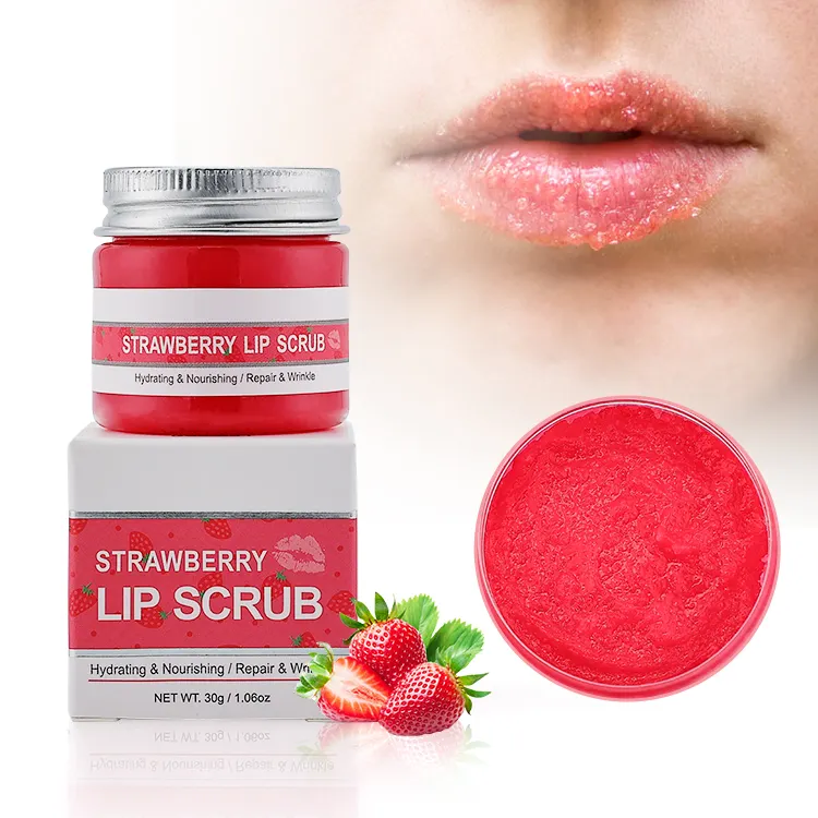 Private label custom organic lip care exfoliating sugar lip scrub natural VC turmeric kiwi fruit strawberry coffee lip scrub