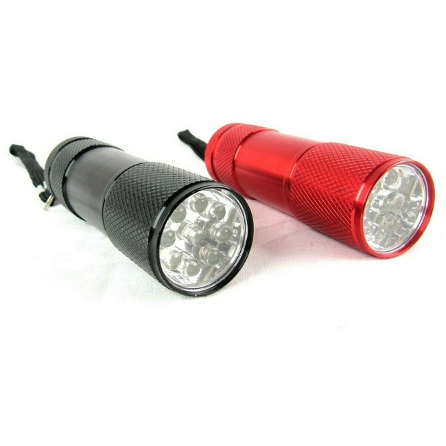 Хорошая цена 9LED Миниатюрный алюминиевый фонарик на батарейках