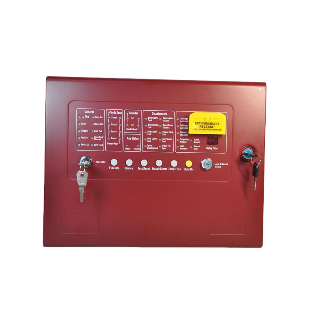 Four Zones FM200 Automatic GAS Fire Extinguishing Control Panel 4 Detection Zones 10 ~+50 Red Color 12V7AH*2 2A/30VDC 0 ~ 95%
