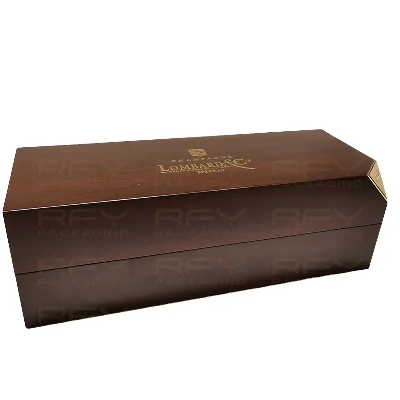Highly Quality Luxury Wooden Wine Champagne Box With Natural Veneer Paper In Matte Lamination