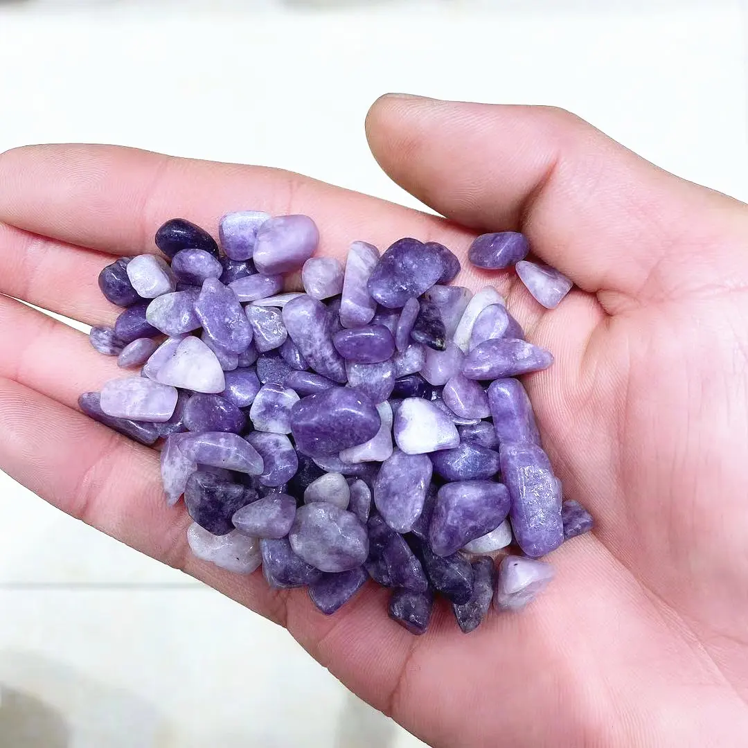 Hot Sale Natural crystal healing stone Lepidolite chip reiki folk crafts purple mica tumbled stonre
