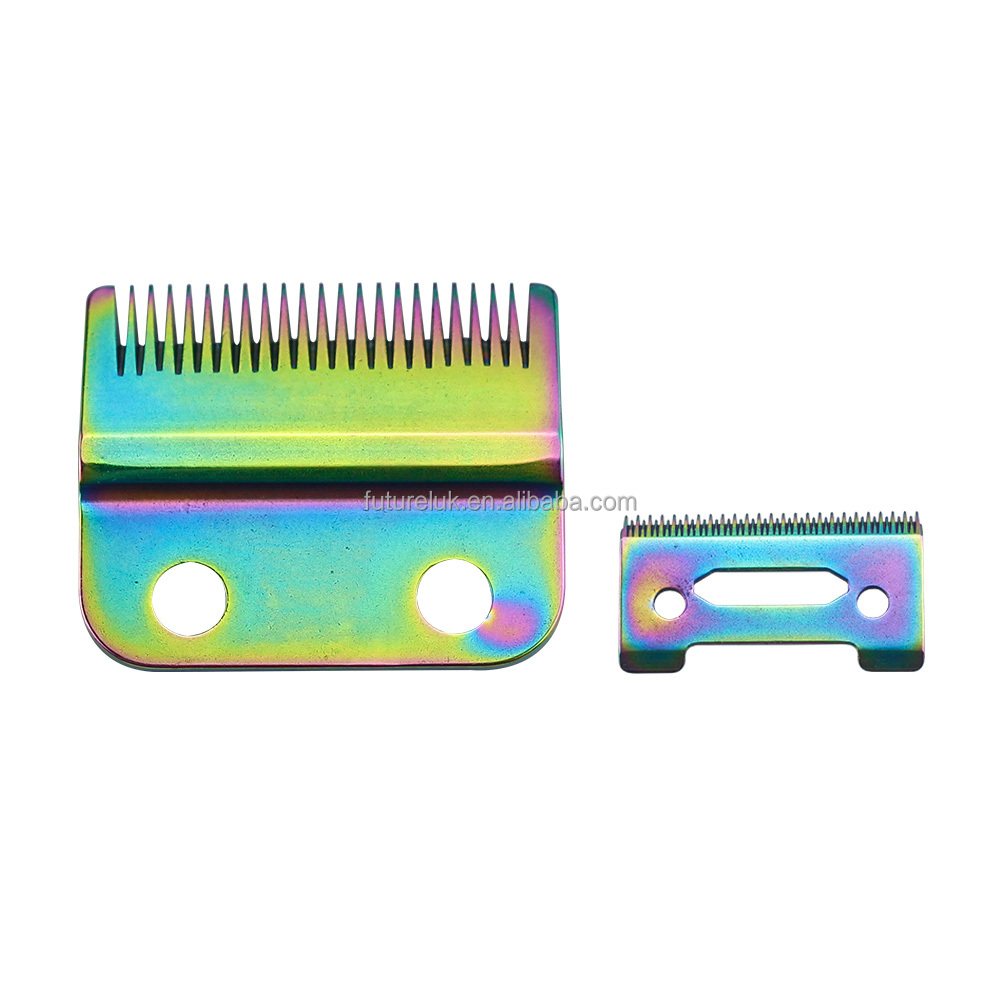High Quality Supply Black/Gold/Rainbow Stainless Steel Clipper Blade Ceramic Blade set Sharpener Hair Trimmer Blade for 8148