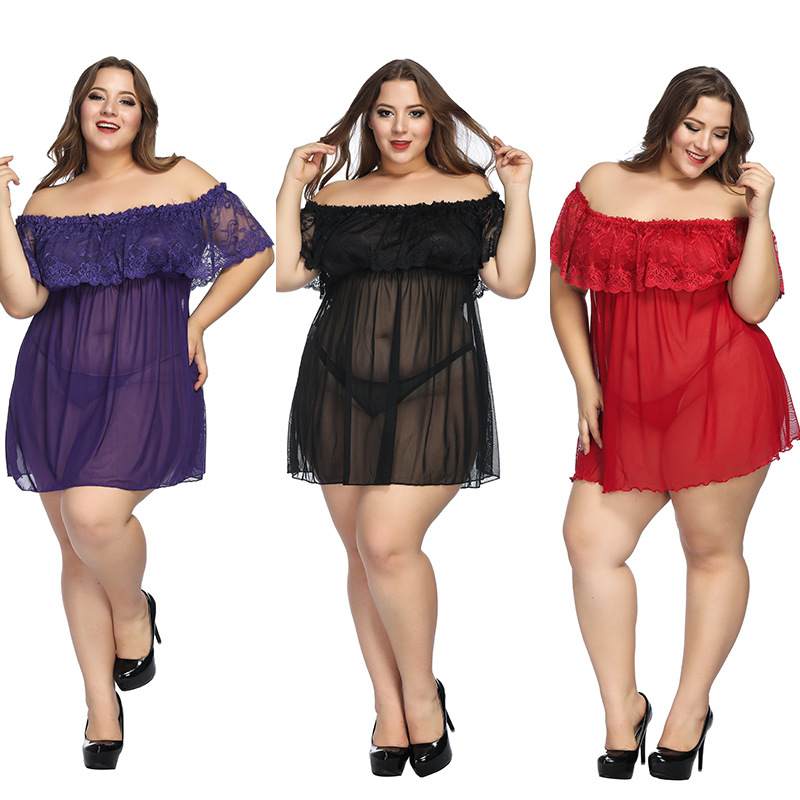 Wholesale Home Women Super Plus Size Underwear S-6XL Size Women Sexy Lingerie Lace Transparent Pajama